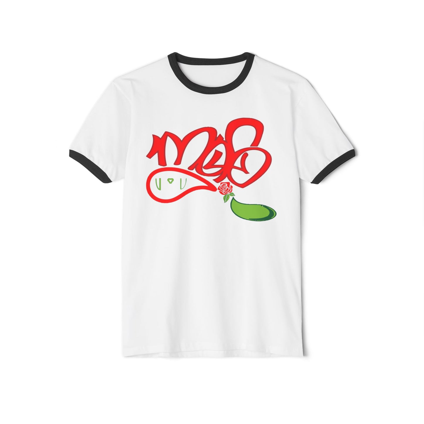 Stylish Unisex Cotton Ringer T-Shirt with Unique Floral Design, Casual Wear, Gift for Any Occasion, Graphic Tee, Trendy Apparel