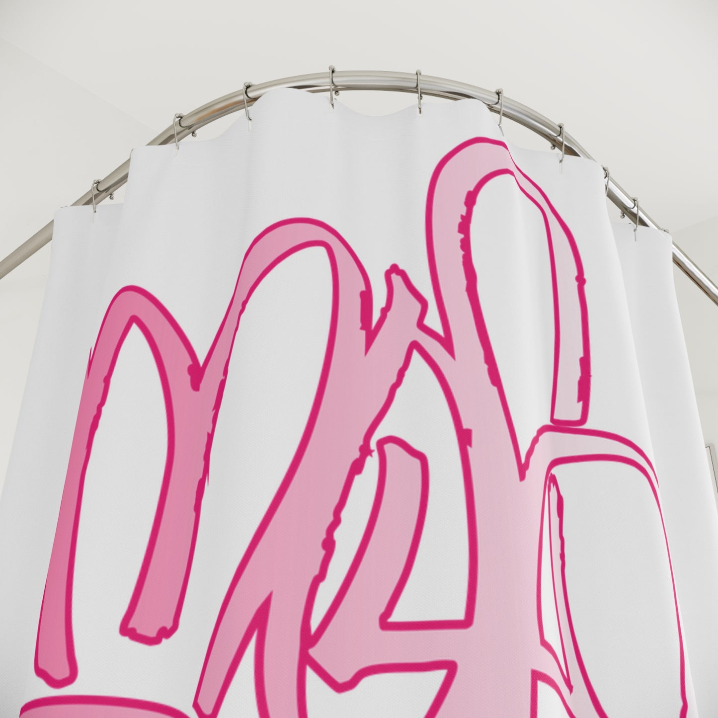 Stylish Graffiti Shower Curtain, Modern Bathroom Decor, Trendy Pink Art, Unique Gift for Home, Hipster Room Accent
