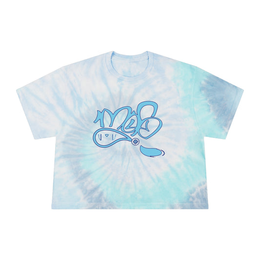 Blue Tie-Dye Crop Tee for Women, Casual Summer Top, Beachwear, Yoga Top, Gift for Her, Boho Fashion