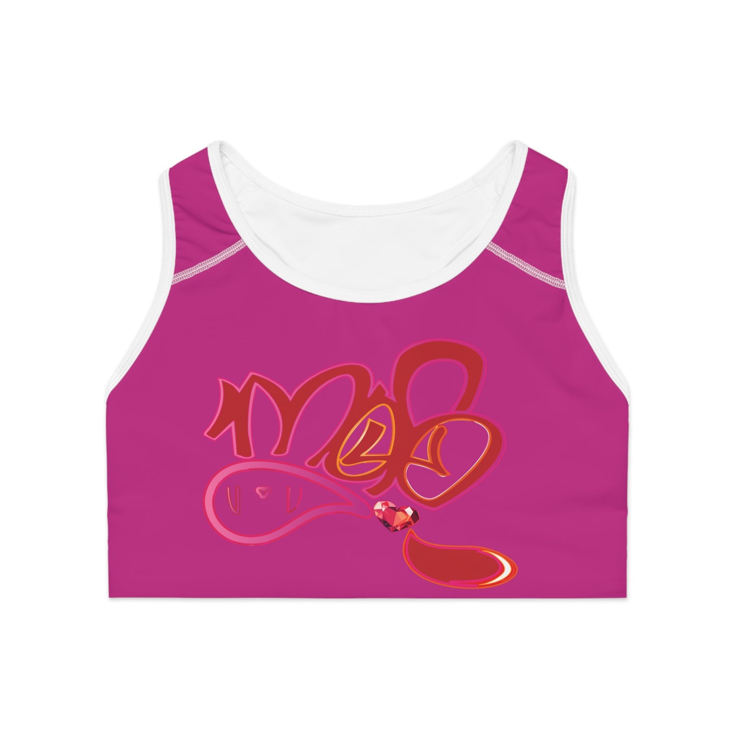 mofo gem heart logo Sports Bra hot pink