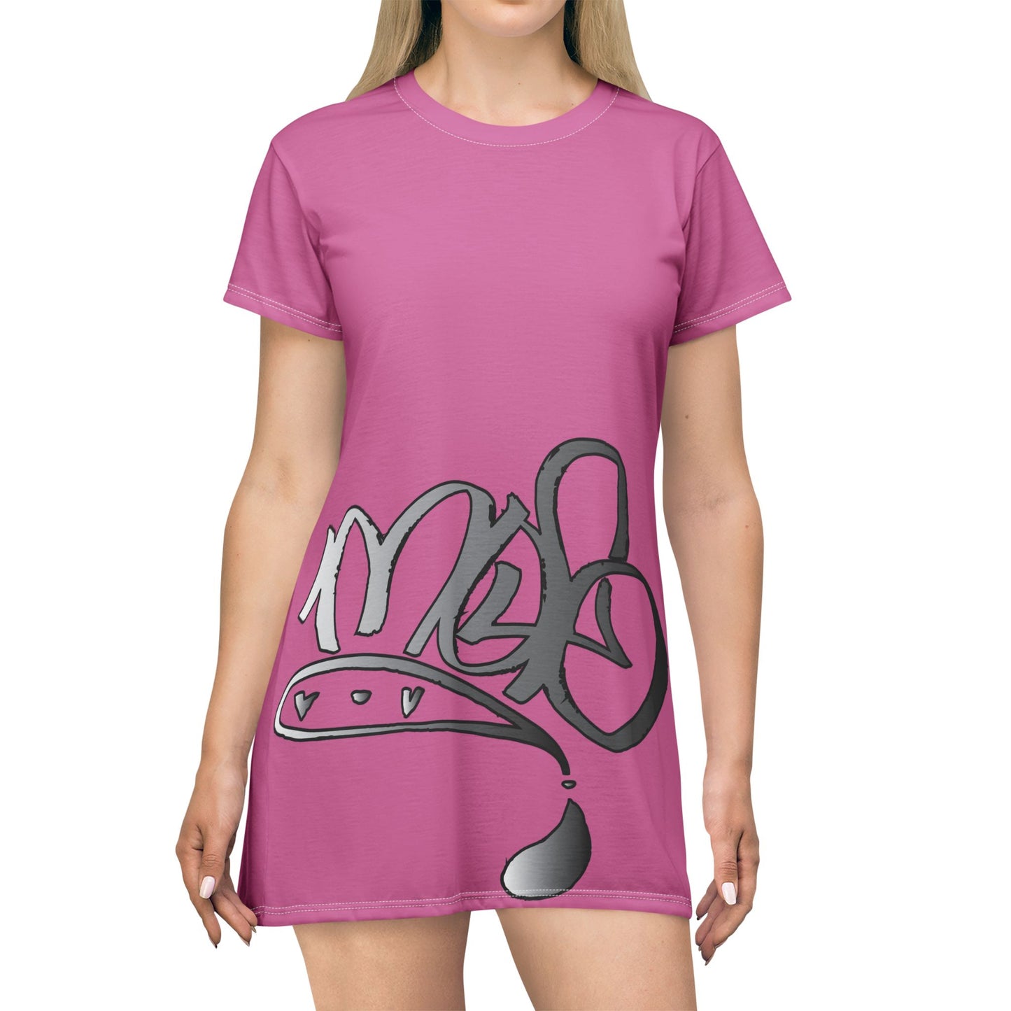 silver mofo logo low T-shirt dress pink