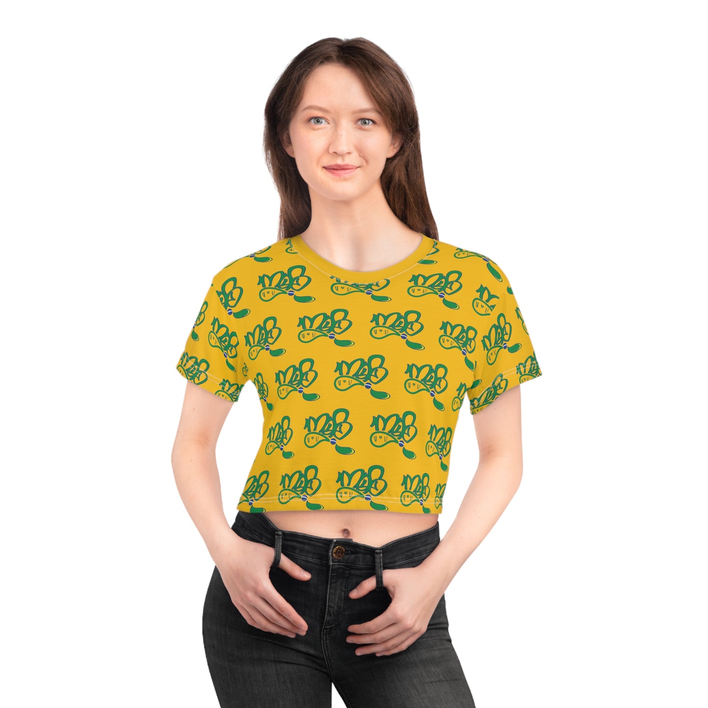 Sunshine Floral Crop Tee, Summer Top, Casual Wear, Trendy Girls Tee, Perfect for Festivals, Eco-Friendly Fashion