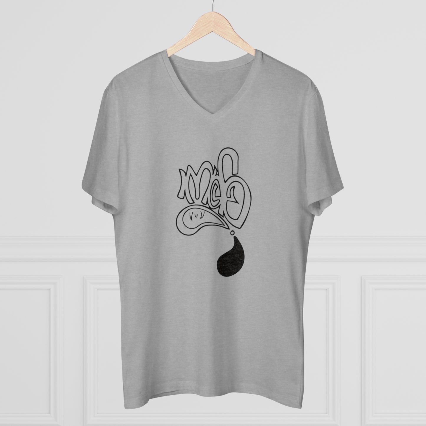 Stylish V-Neck Tee with Artistic Design, Casual Men's Fashion, Graphic Shirt for Everyday Wear, Trendy Outfit, Gift for Him