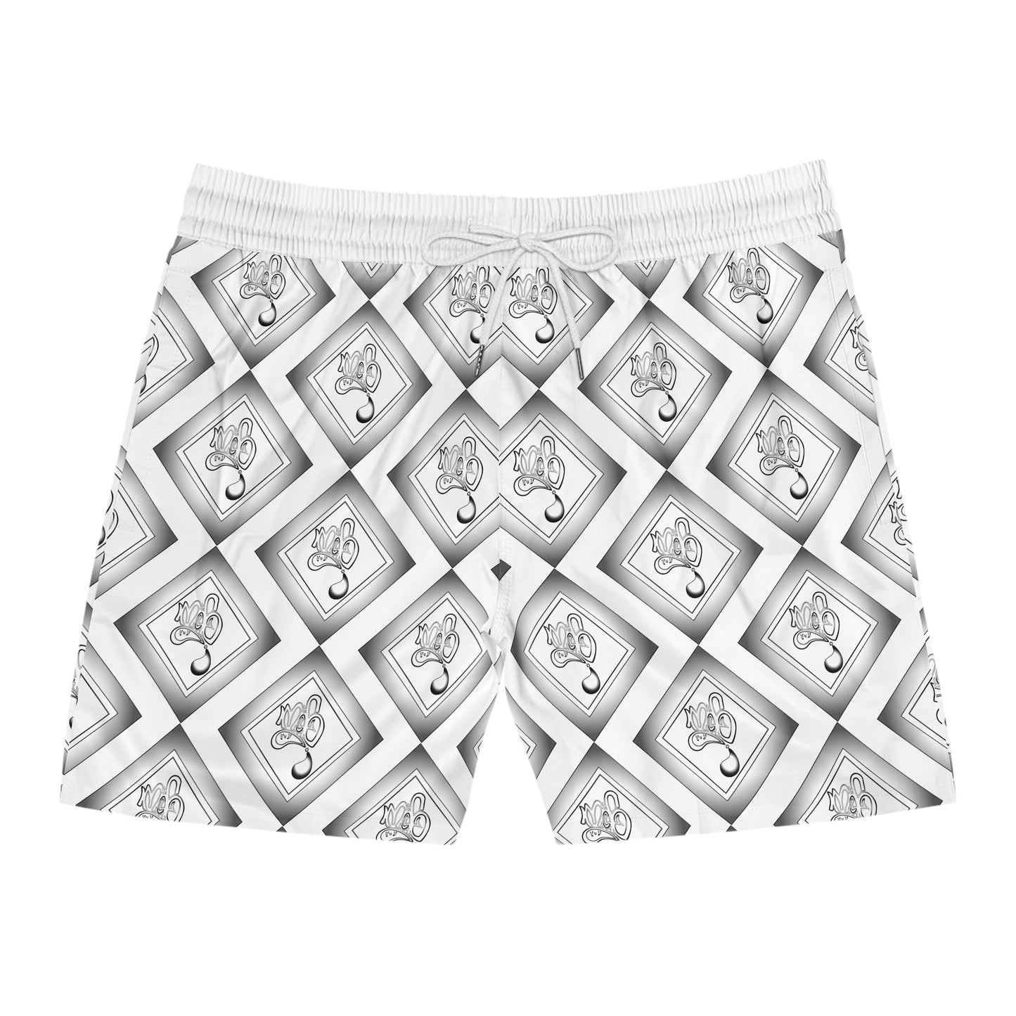 Mofo diamond aop swim shorts white