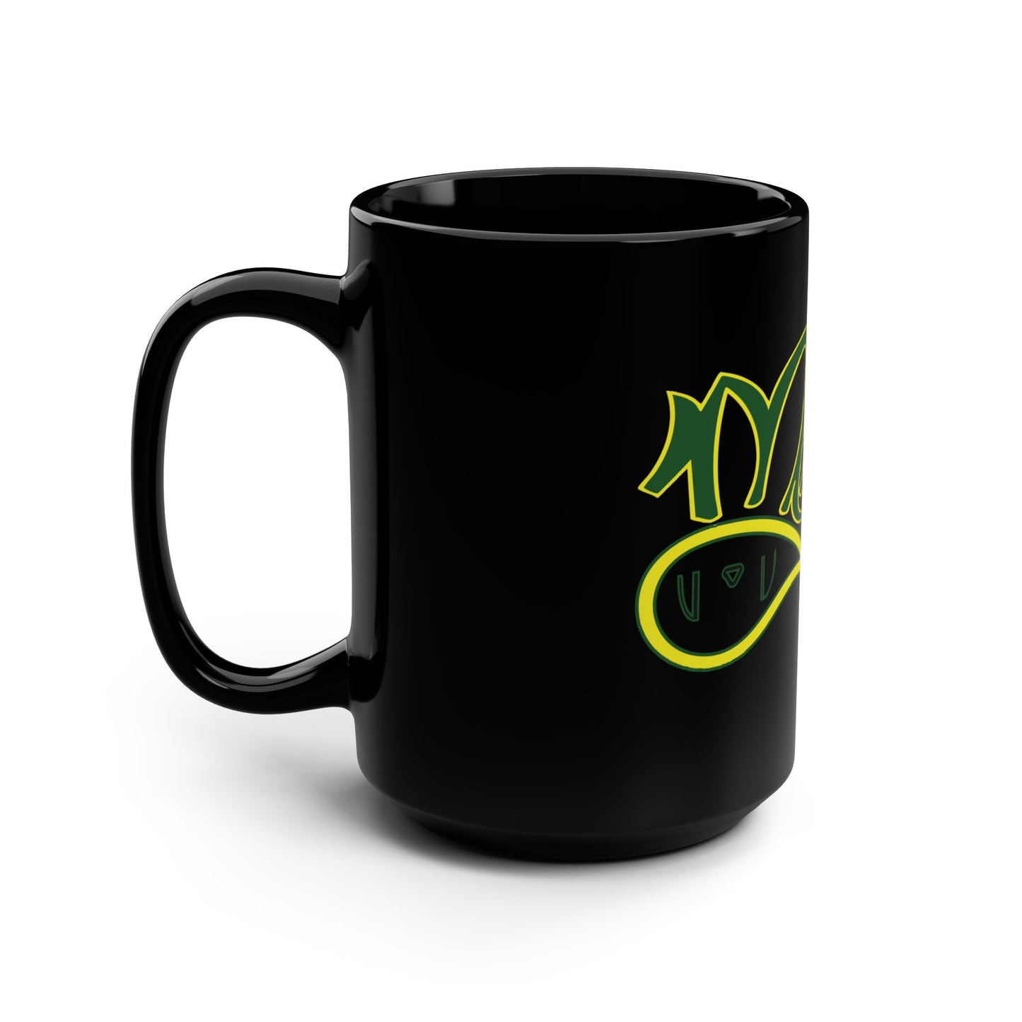 Slopey Vibes Black Mug | 15oz Coffee Cup, Graphical Black Ceramic Mug, Unique Gift Idea, Home Office Decor, Green Design