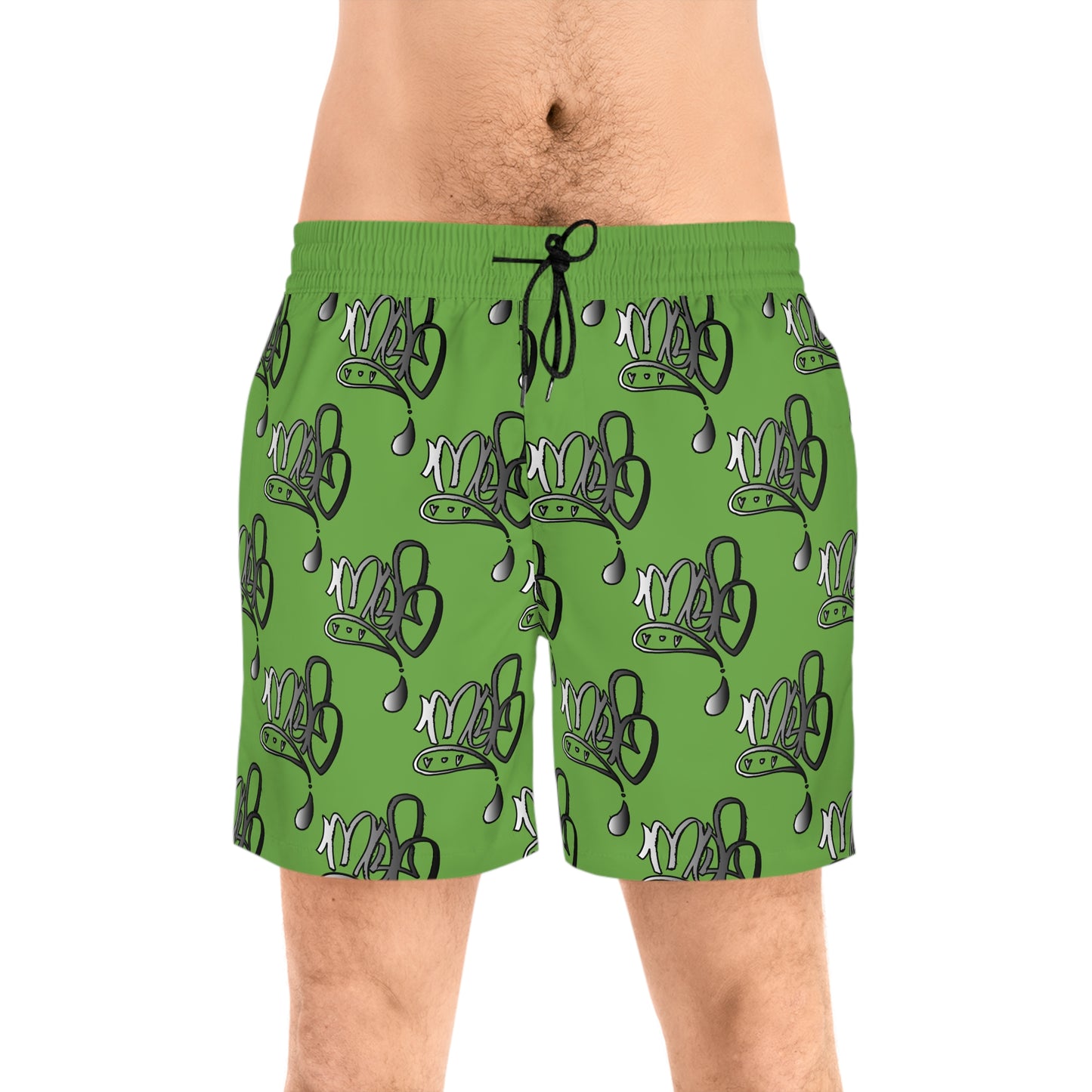 Aop mofo logo silver light green swim shorts