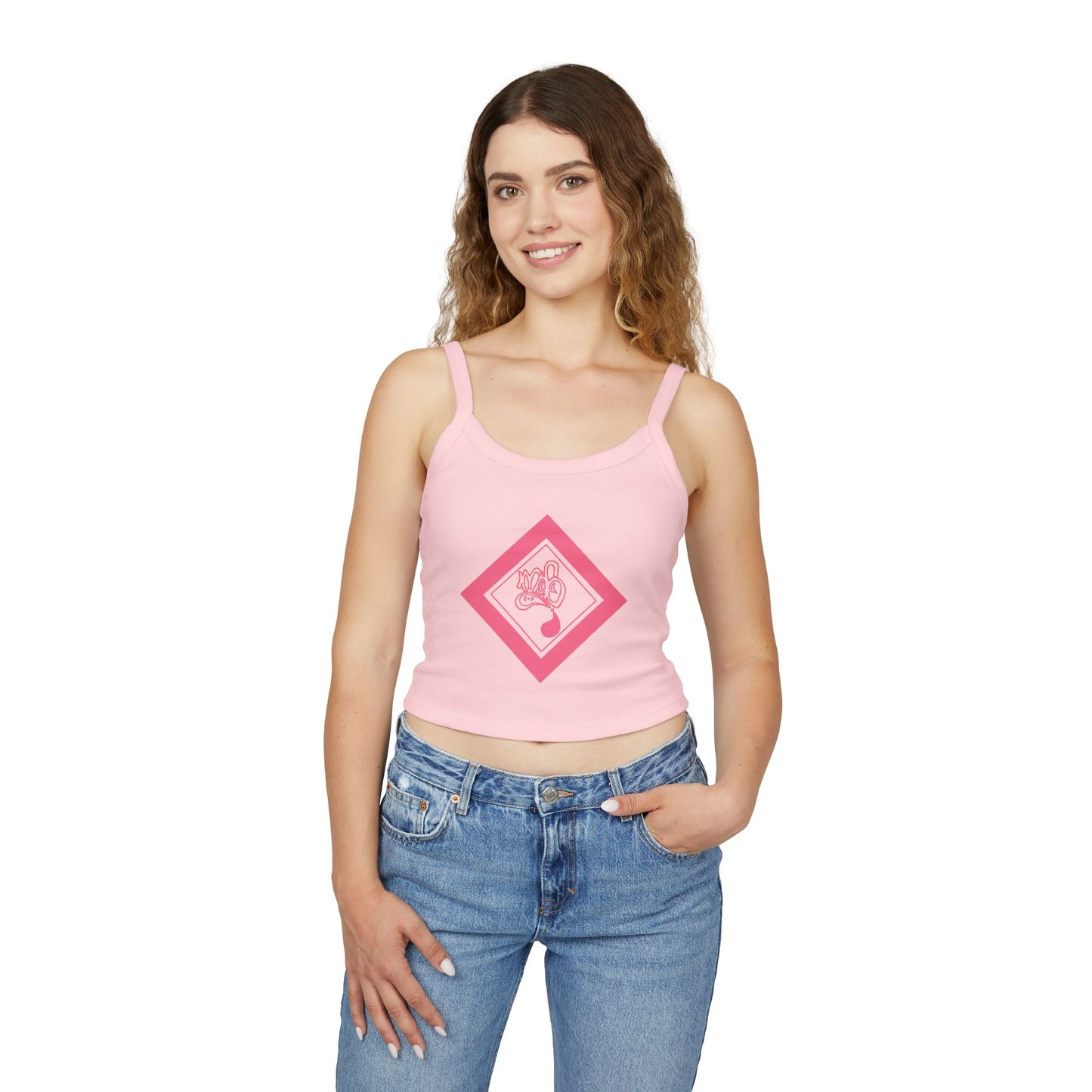 mofo logo diamond crop tank top pink