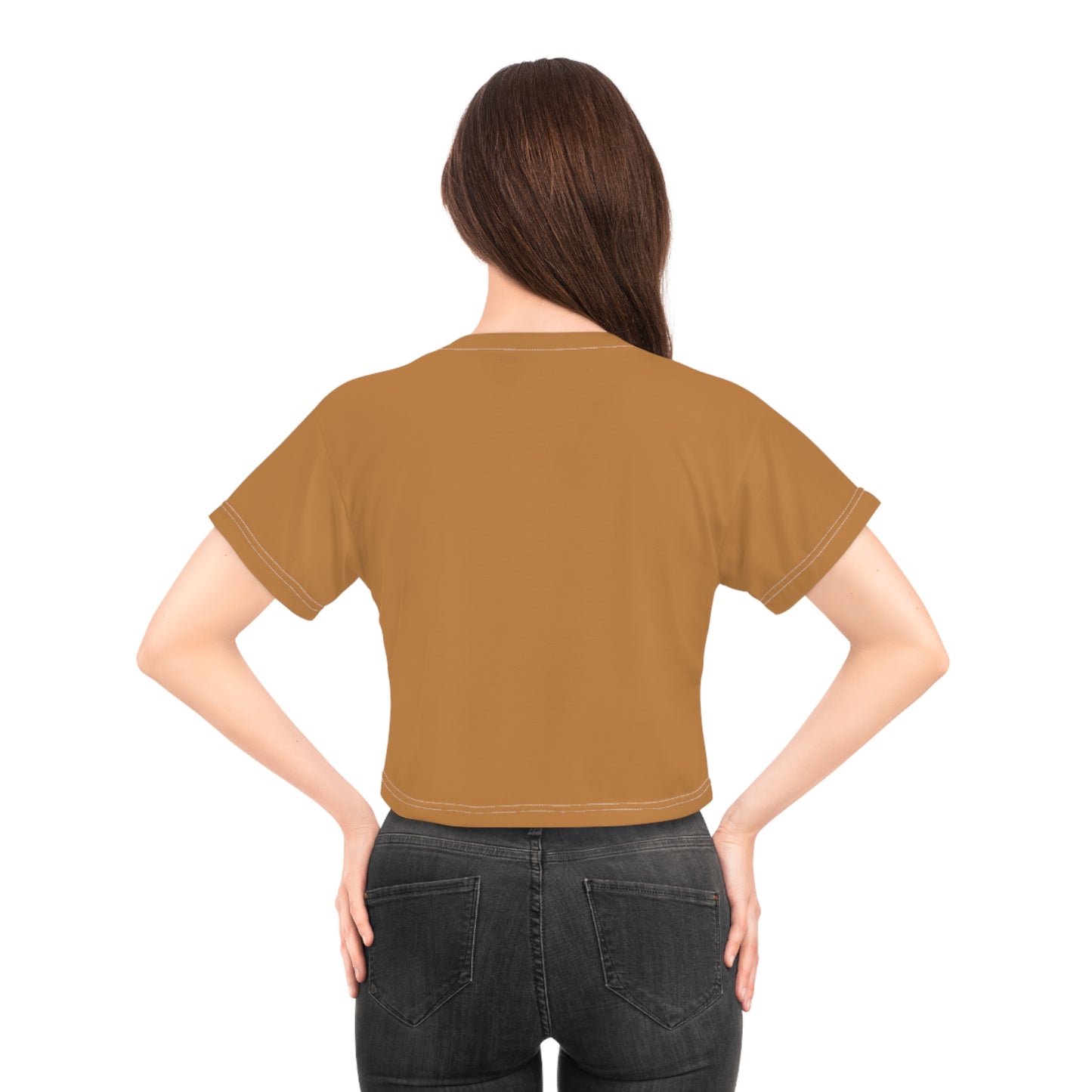 silver mofo logo low crop tee light brown