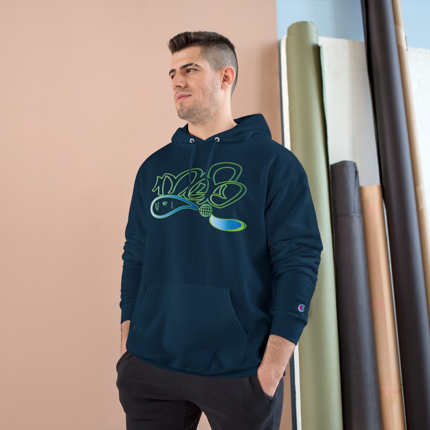 Champion Hoodie with mofo globe logo