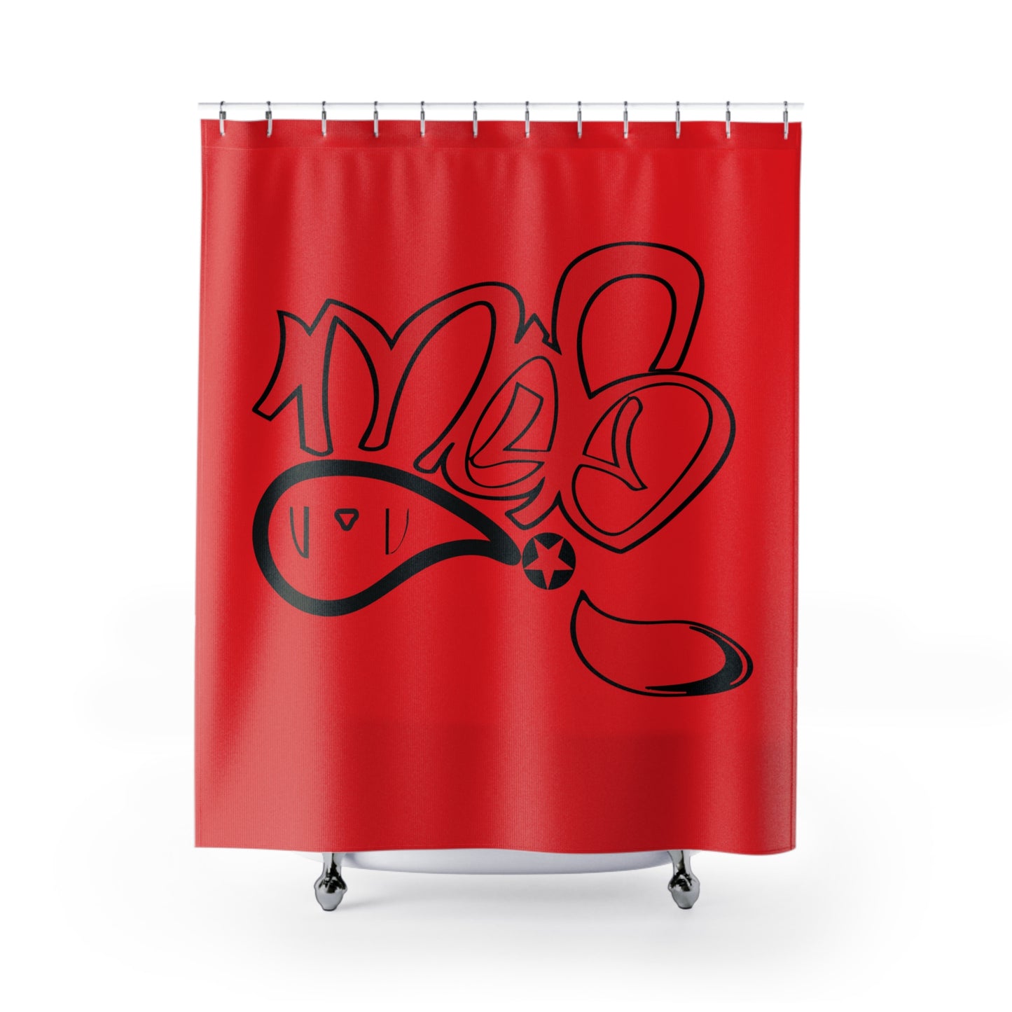 Bold Graffiti Shower Curtain, Modern Bathroom Decor, Unique Red & Black Design, Urban Style, Gift for Art Lovers