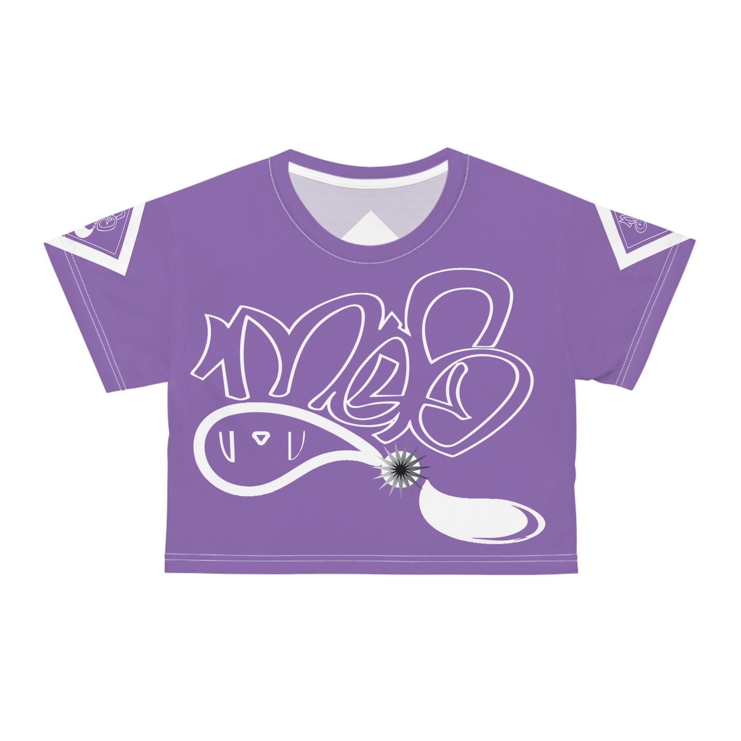 mofo 15star logo diamond combo light purple crop tee
