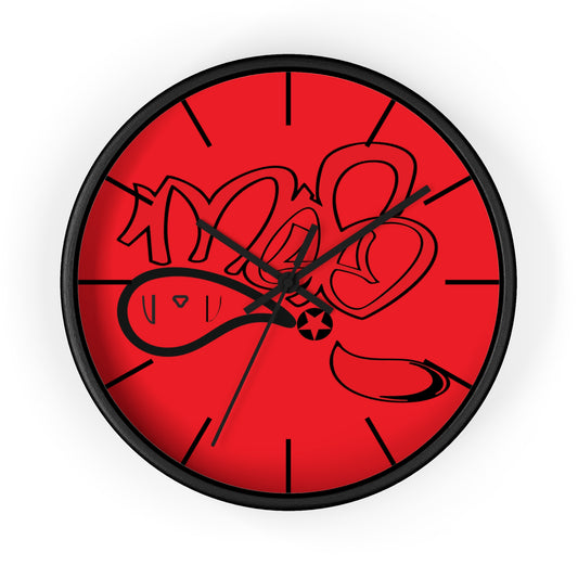 Graffiti Style Wall Clock, Unique Home Decor, Modern Art Clock, Gift for Art Lovers, Red Wall Clock
