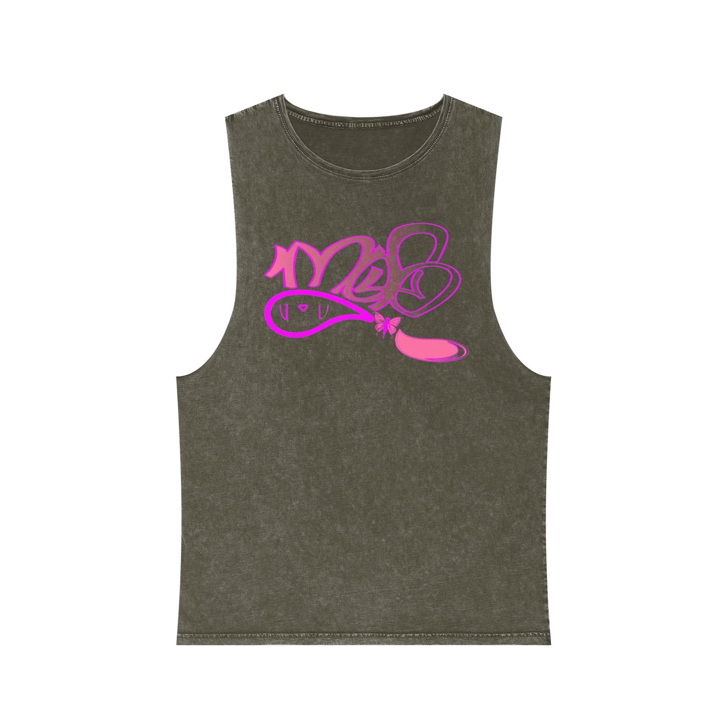 Vibrant Unisex Stonewash Tank Top with Artistic Design
