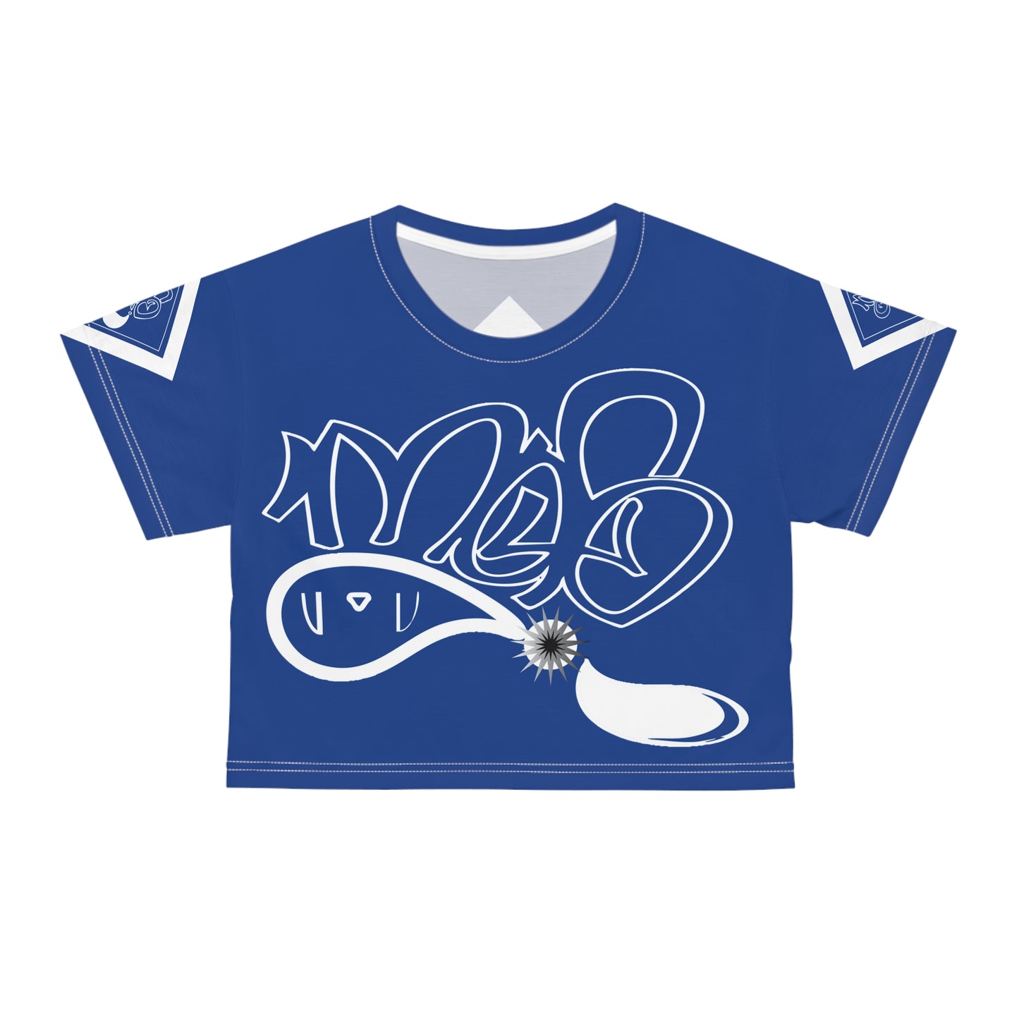 mofo 15star logo diamond combo blue crop tee