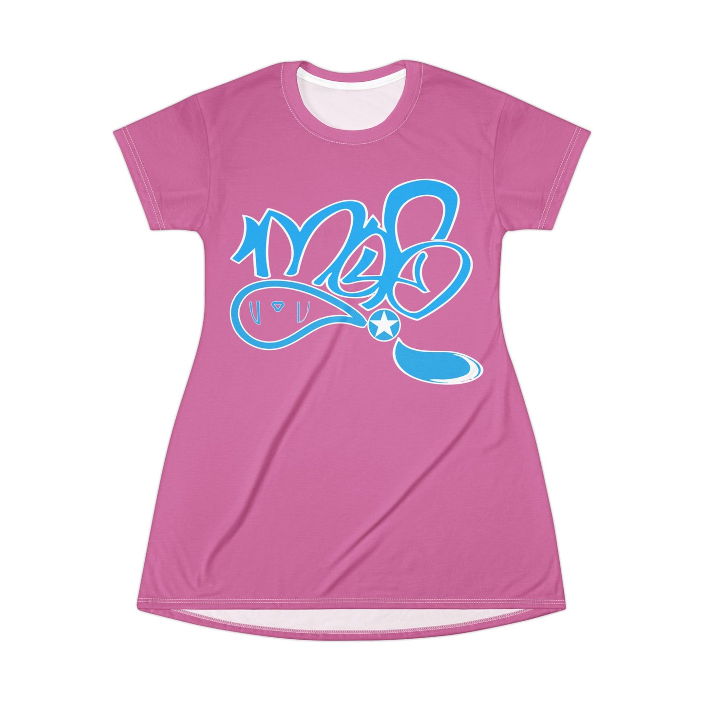 Trendy Graffiti T-Shirt Dress, Casual Lounge Wear, Street Style Fashion, Summer Outfit, Gift for Her, Comfortable Dress