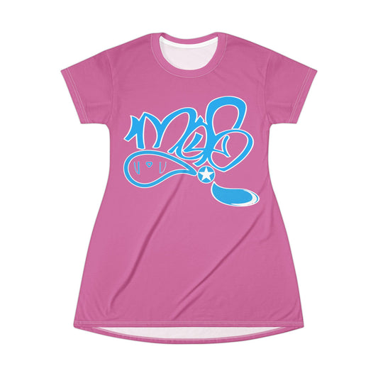 Trendy Graffiti T-Shirt Dress, Casual Lounge Wear, Street Style Fashion, Summer Outfit, Gift for Her, Comfortable Dress