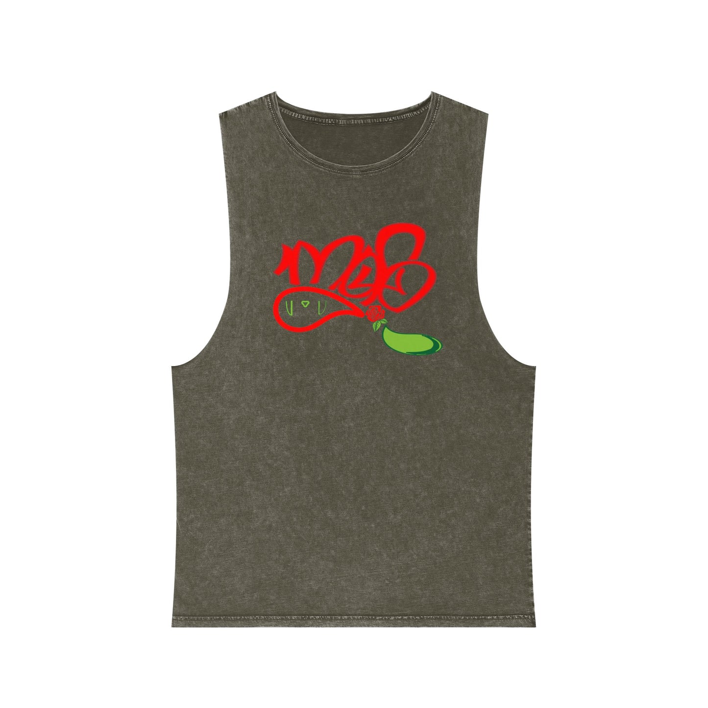Stylish Stonewash Tank Top with Artistic Design, Casual Summer Wear, Trendy Fashion, Urban Outfit, Gift for Him/Her