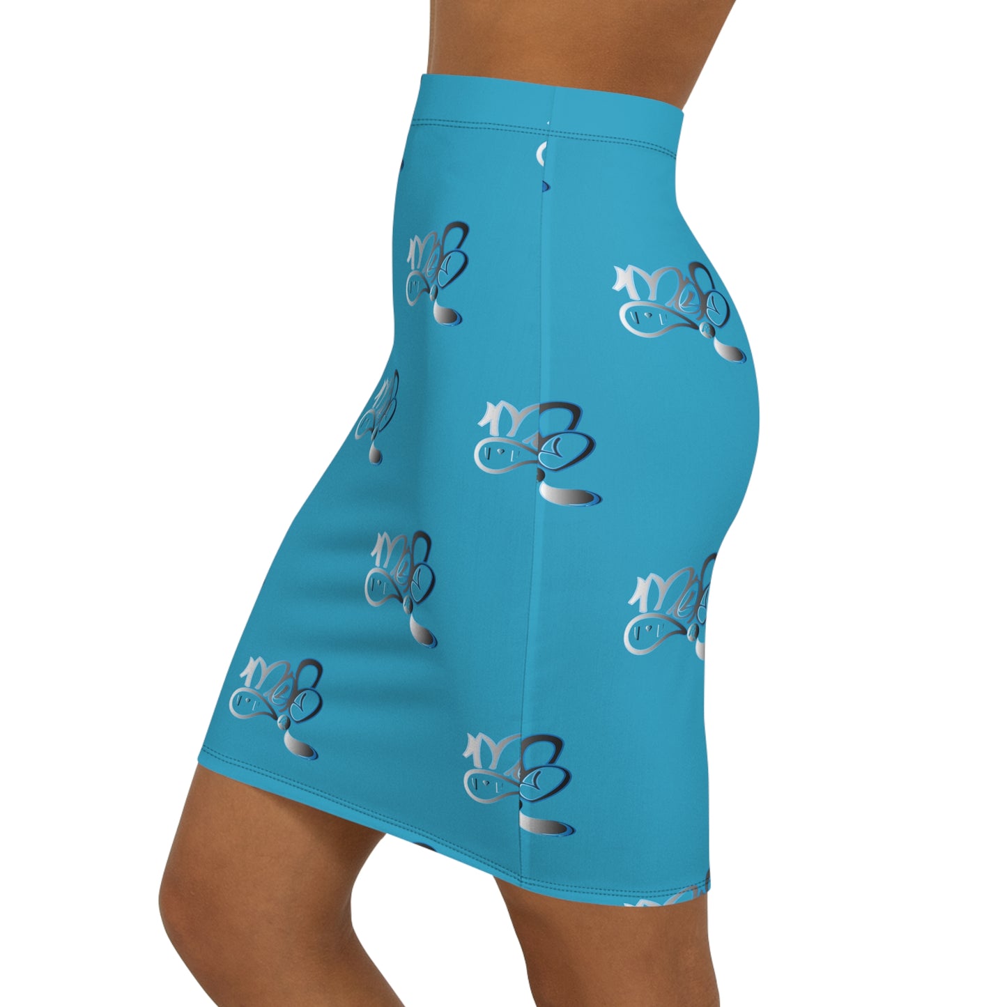 Stylish Women's Mid-Waist Pencil Skirt with Unique Graphic Design