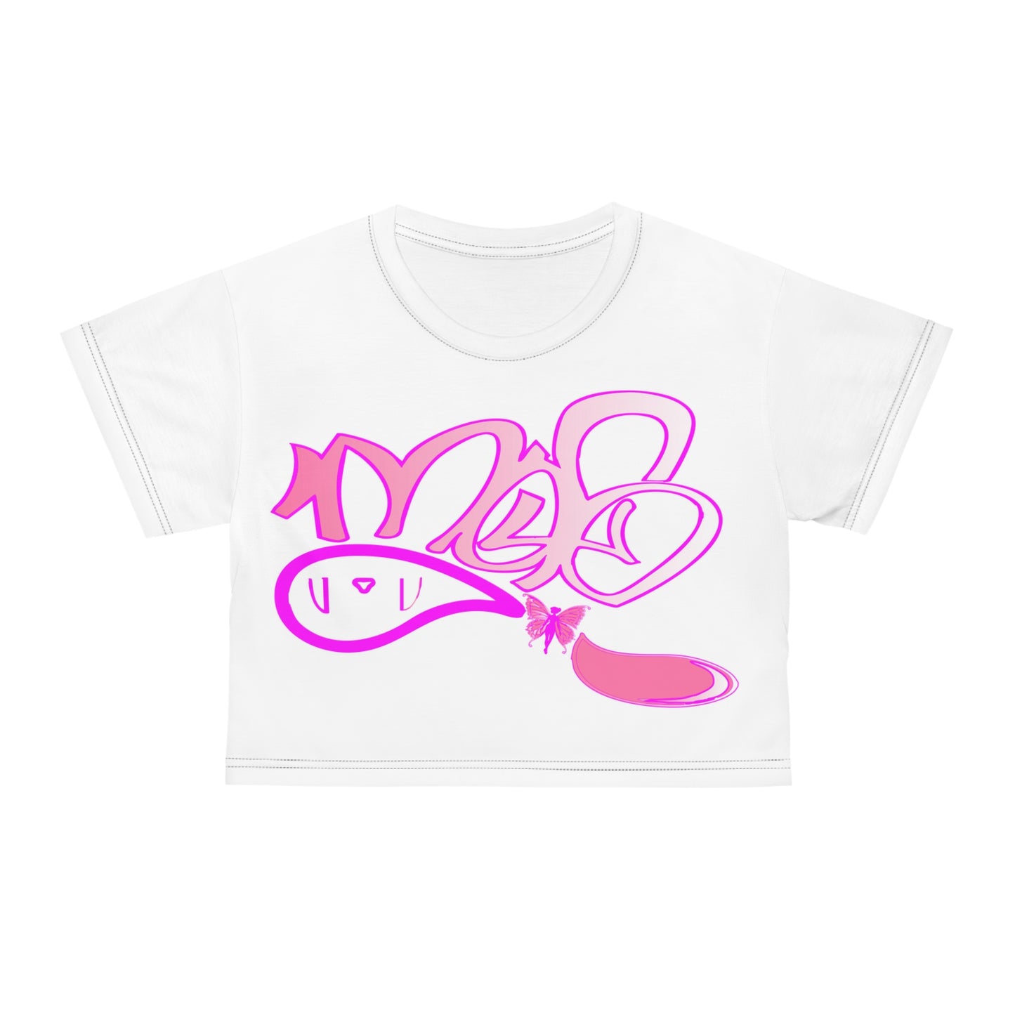 Playful Pink Graffiti Crop Tee