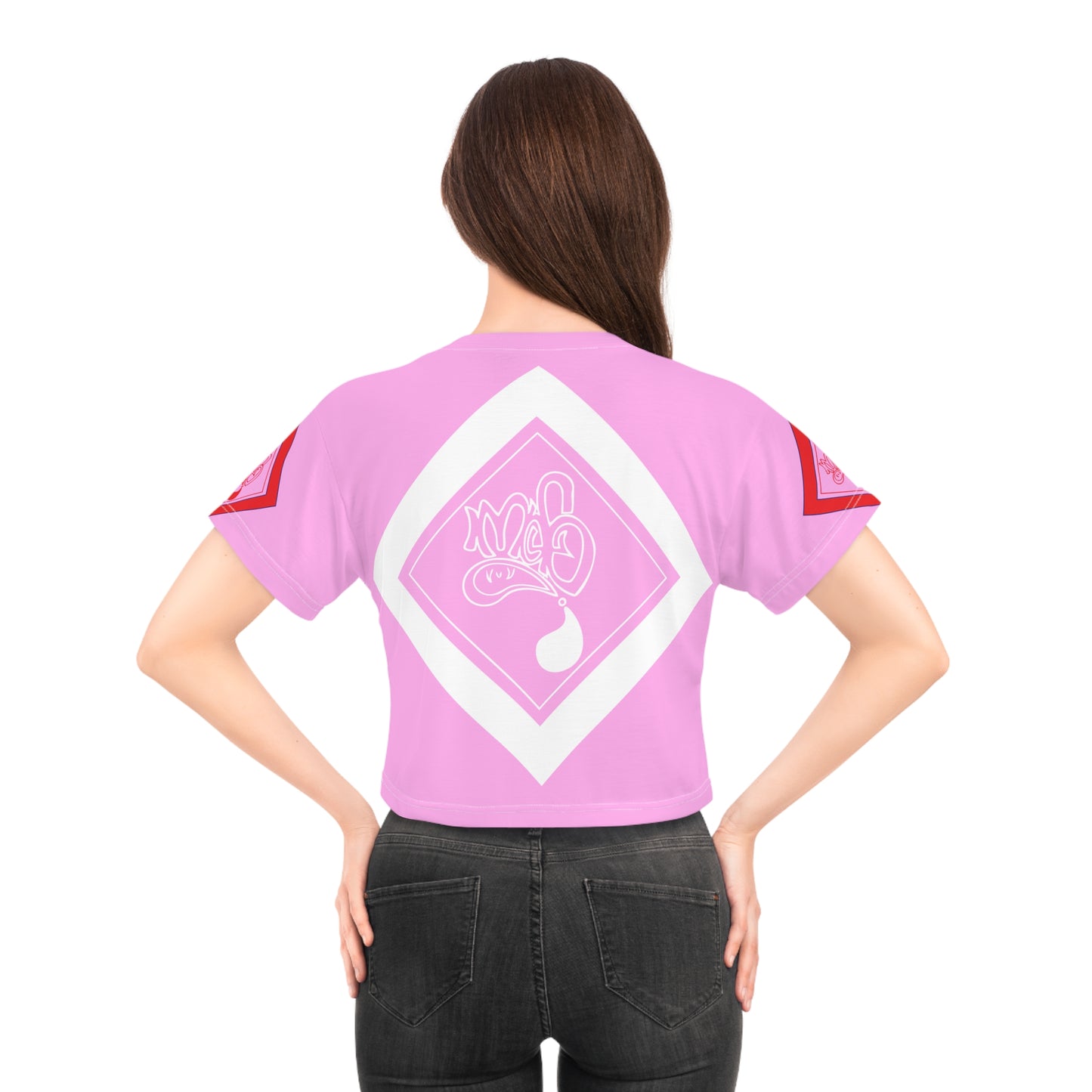 mofo usa logo diamond combo crop tee light pink