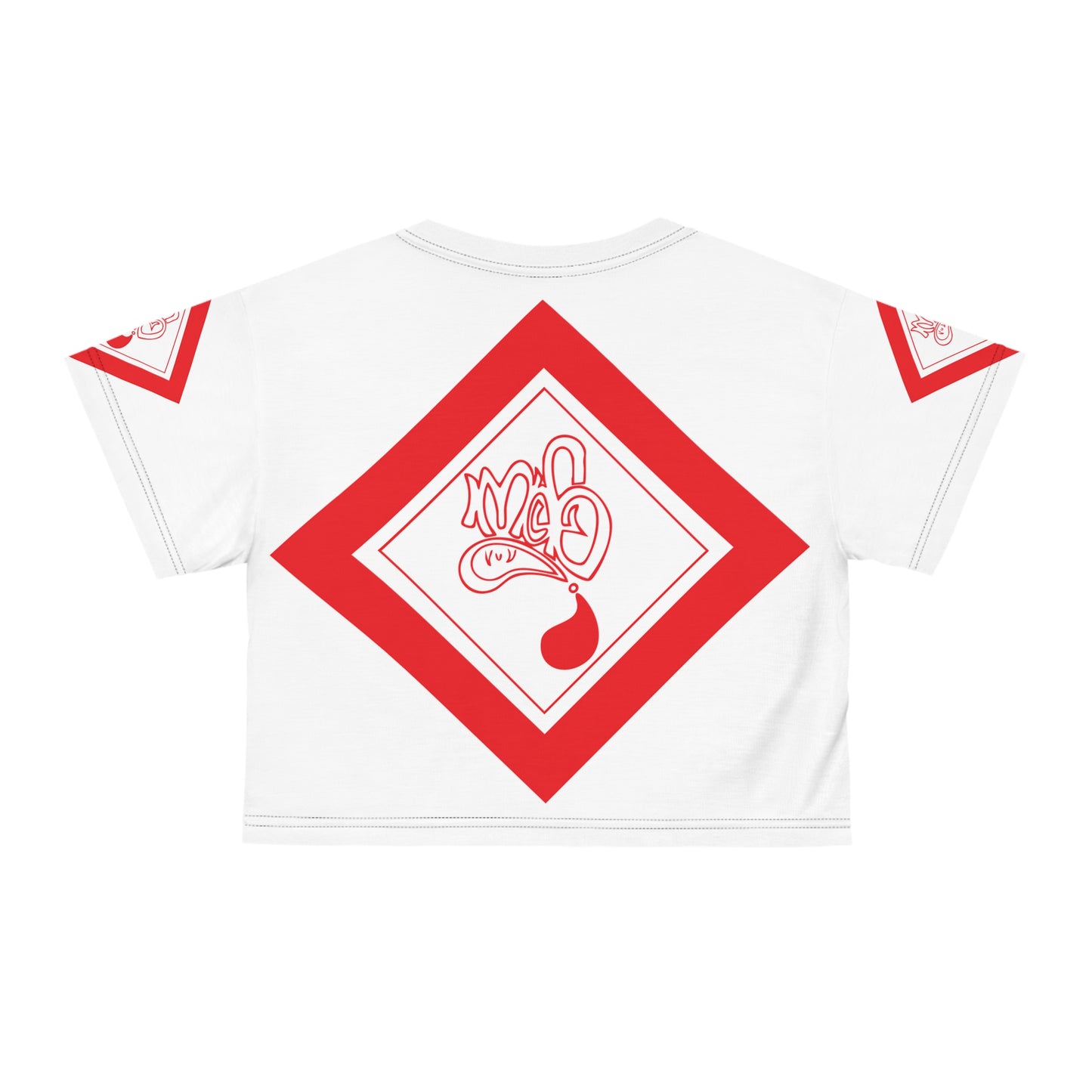 mofo rose logo diamond combo crop tee white