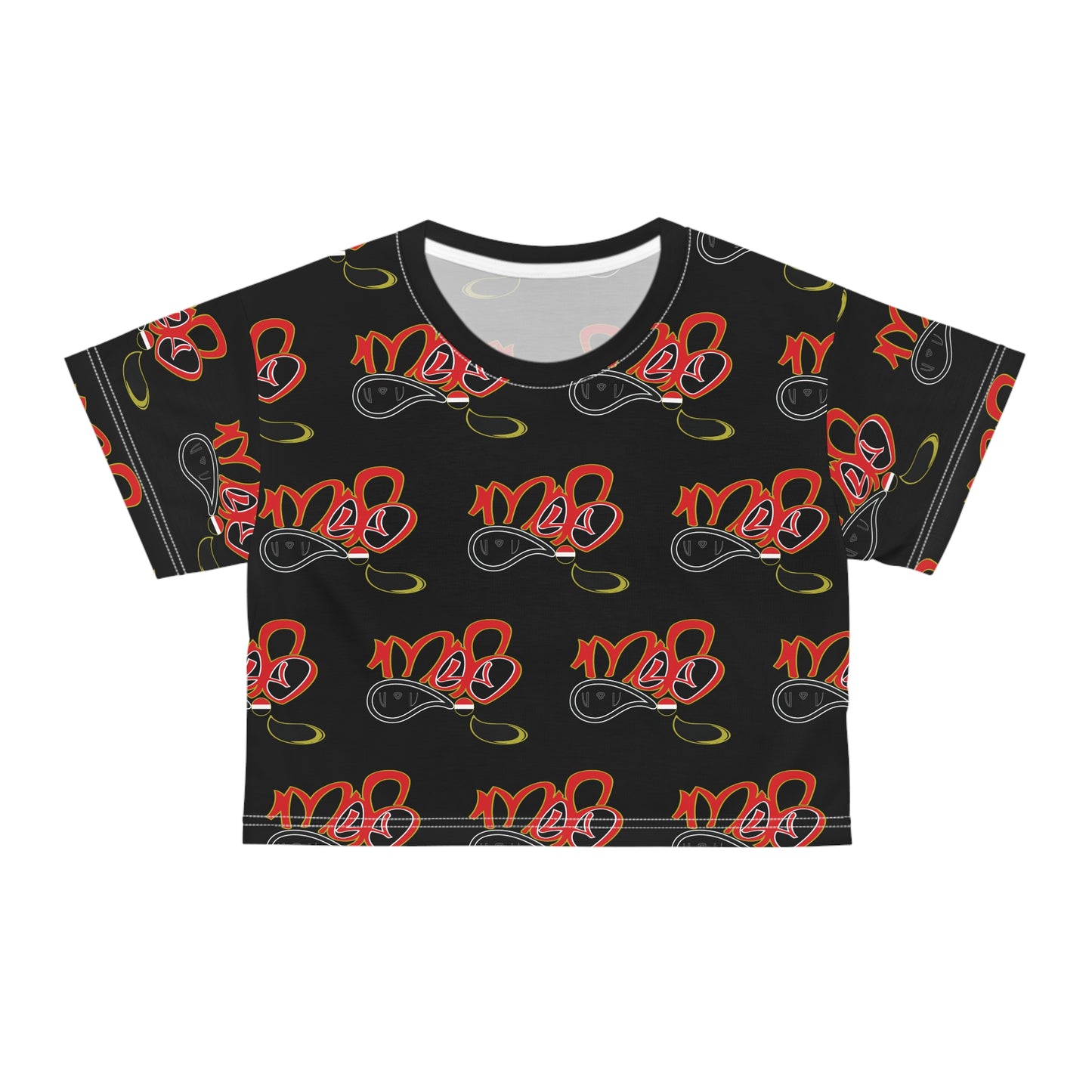 Trendy AOP Crop Tee, Stylish Streetwear, Summer Vibe Top, Casual Everyday Wear, Gift for Fashion Lovers