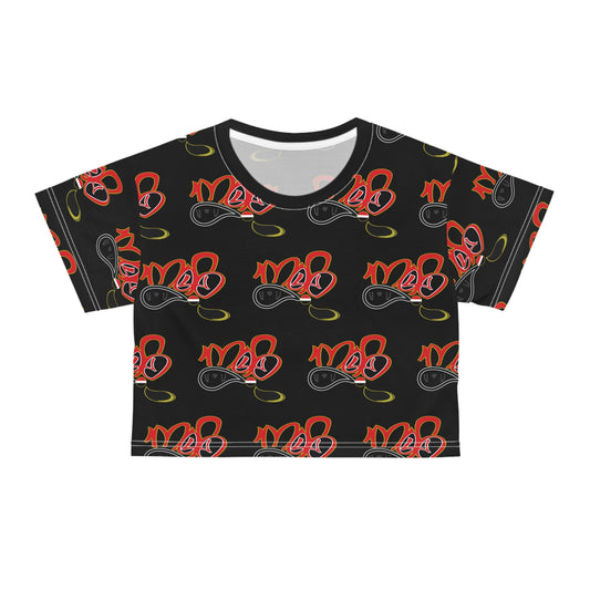 Trendy AOP Crop Tee, Stylish Streetwear, Summer Vibe Top, Casual Everyday Wear, Gift for Fashion Lovers