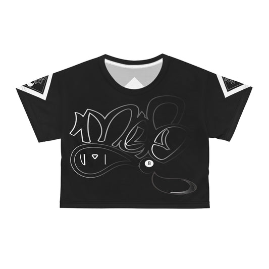 mofo 8ball logo diamond combo black crop tee