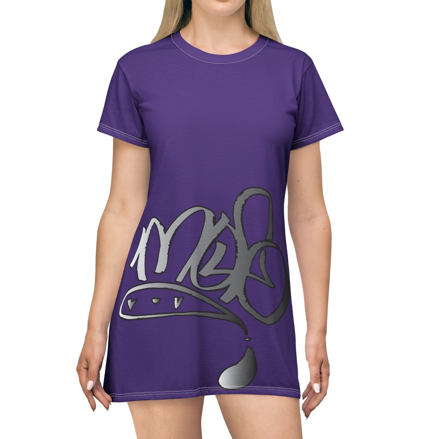 silver mofo logo low T-shirt dress purple