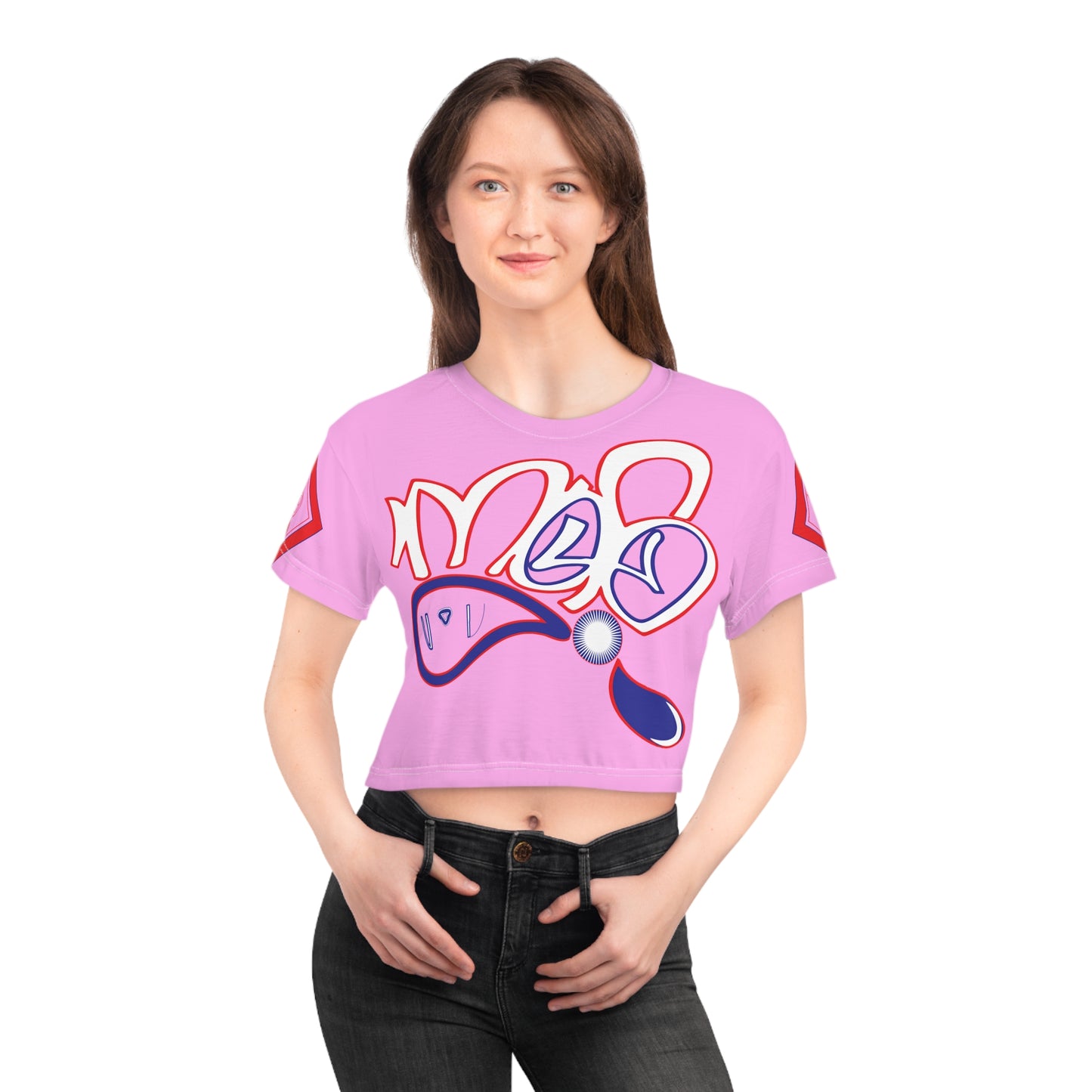 mofo usa logo diamond combo crop tee light pink