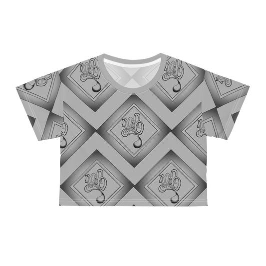 Stylish AOP Crop Tee with Modern Geometric Design