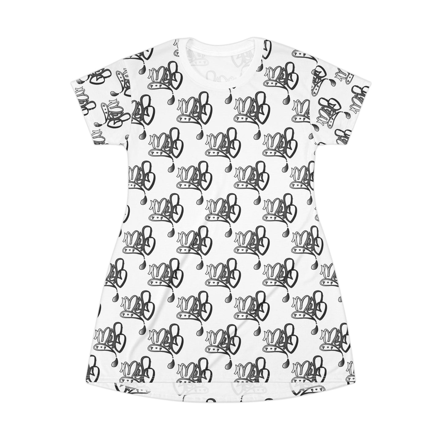 mofomindofosiris aop logo drip silver white T-shirt dress