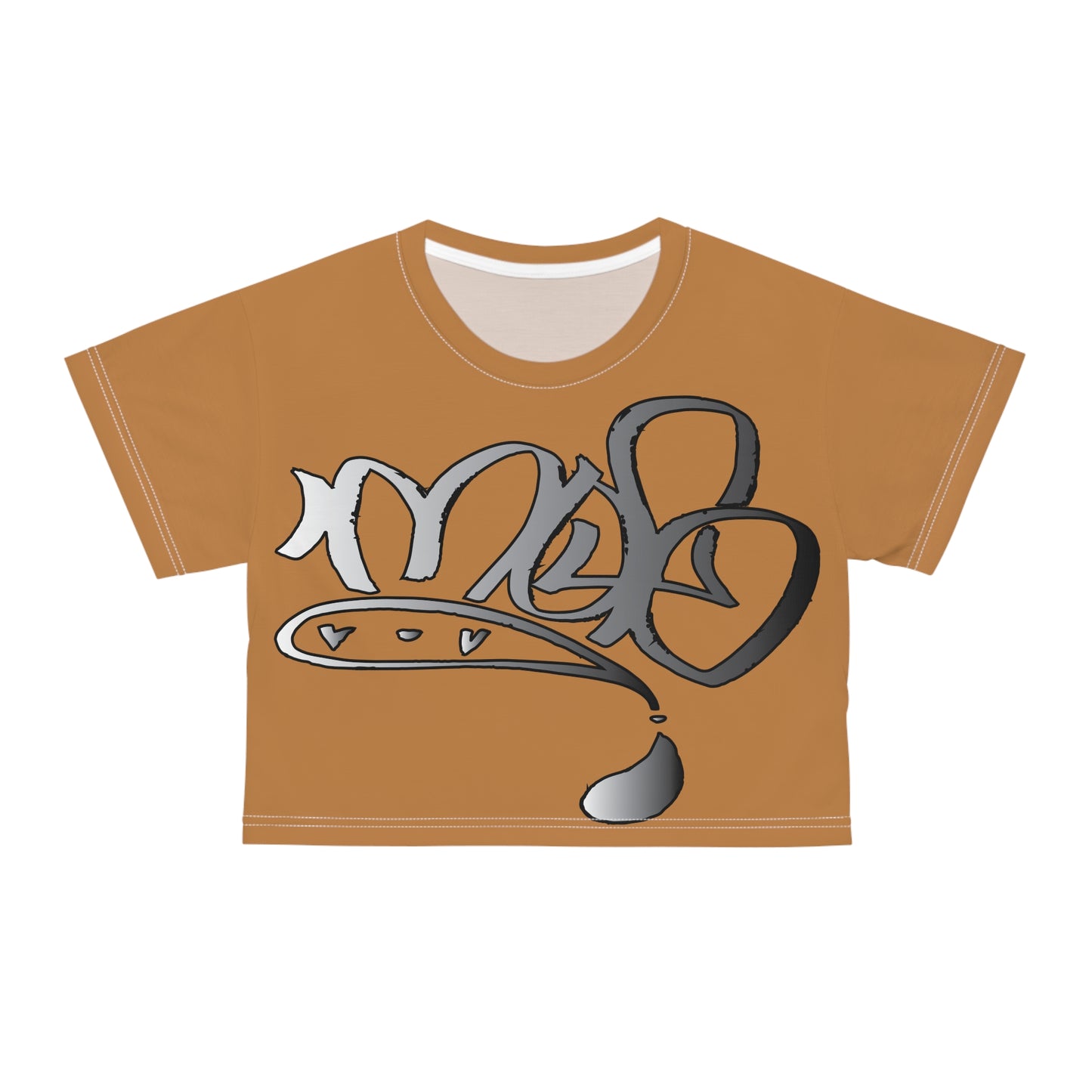 silver mofo logo low crop tee light brown