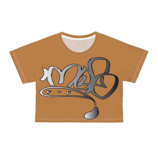 silver mofo logo low crop tee light brown
