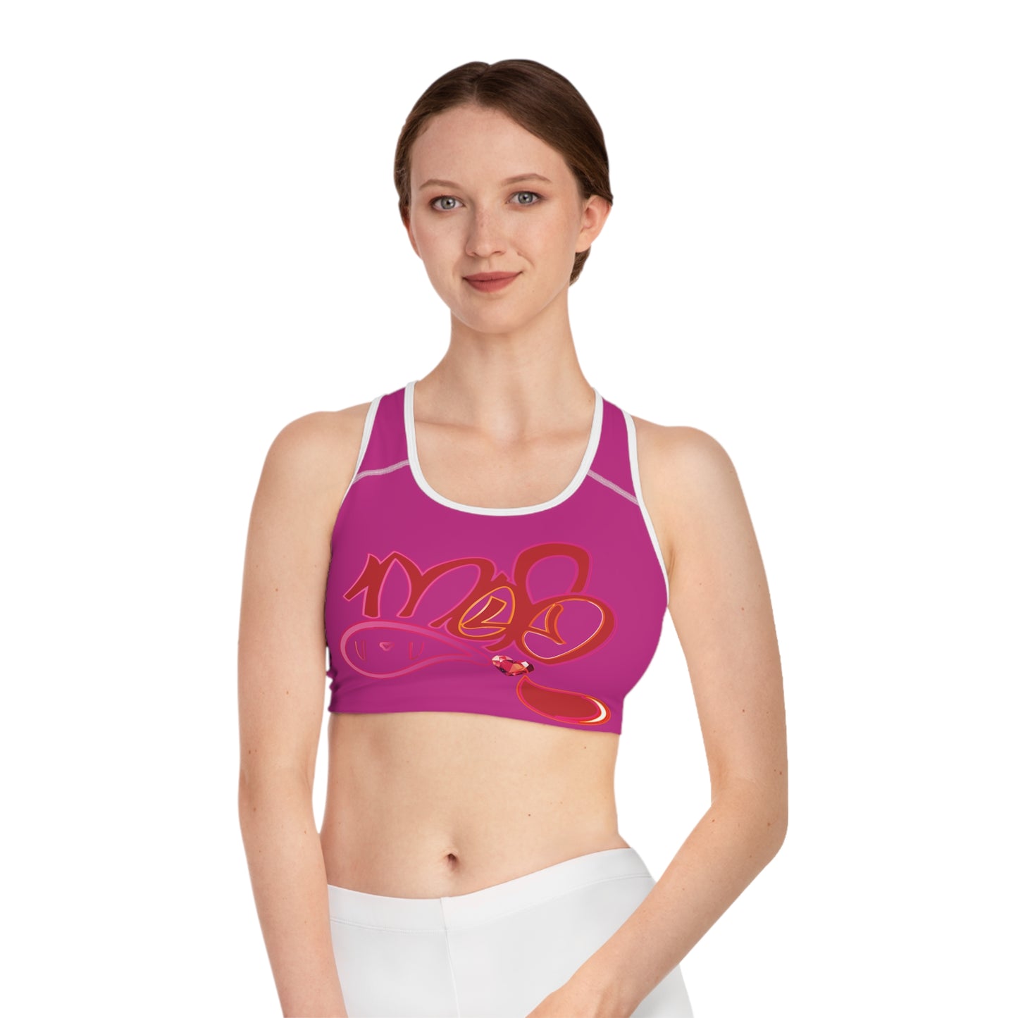 mofo gem heart logo Sports Bra hot pink