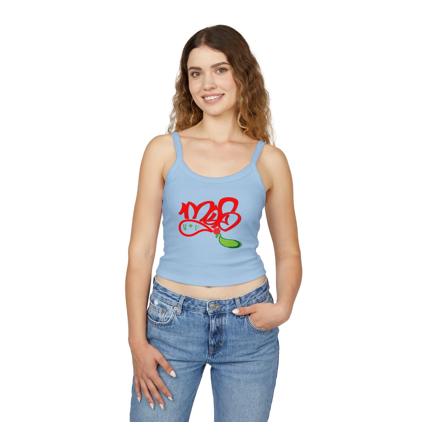 Stylish Women's Spaghetti Strap Tank Top with Colorful Graffiti Design, Summer Fashion, Casual Wear, Festival Outfit, Gift for Her