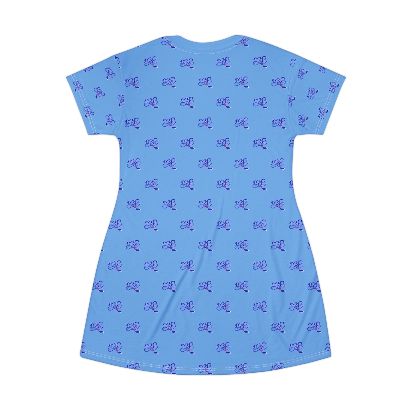 Casual Blue Floral T-Shirt Dress, Summer Vibes, Everyday Wear, Vacation Outfit, Fun Party Dress, Spring Fashion