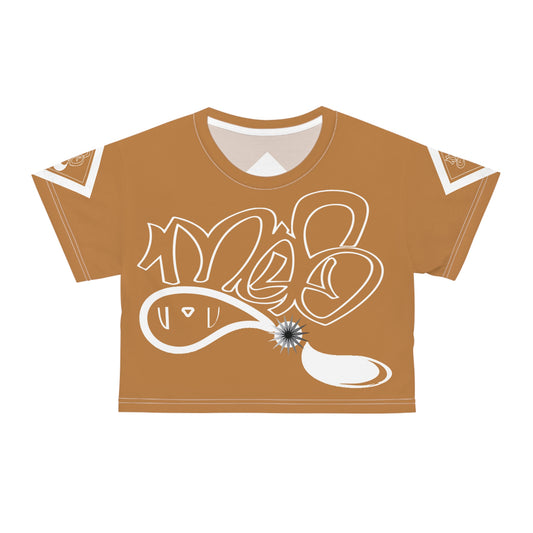 mofo 15star logo diamond combo light brown crop tee