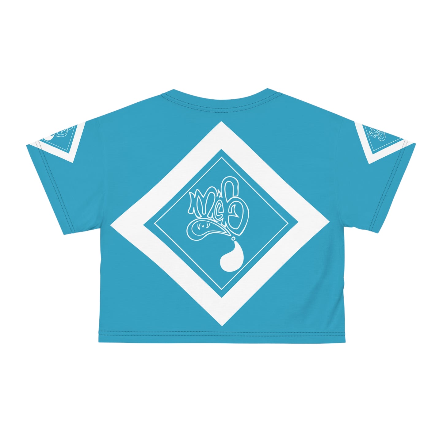 mofo 15star logo diamond combo turquoise crop tee