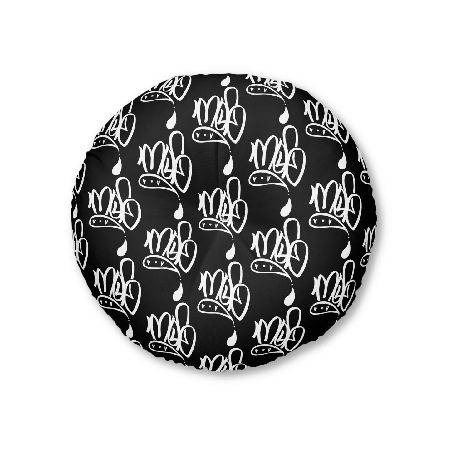 Modern Black Round Tufted Floor Pillow with Unique Design