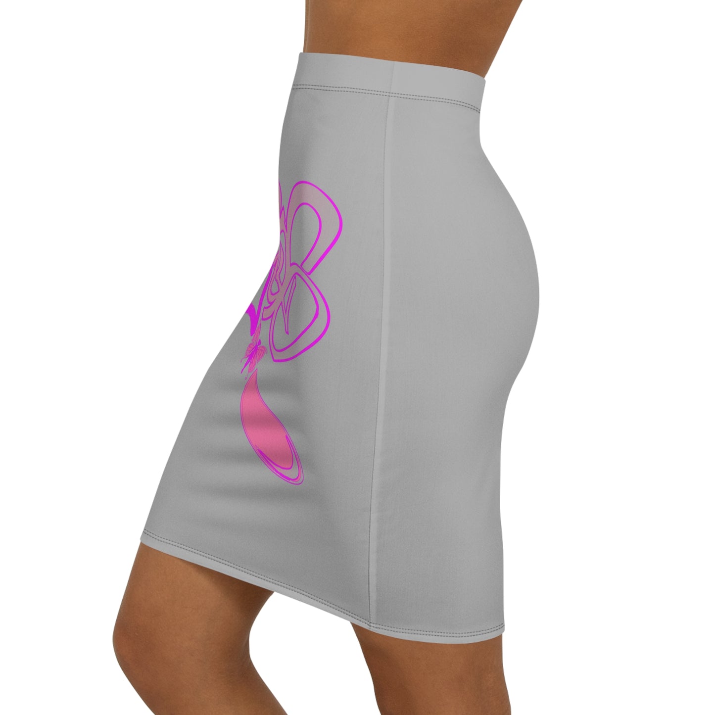 Vibrant Women's Mid-Waist Pencil Skirt with Graffiti Design