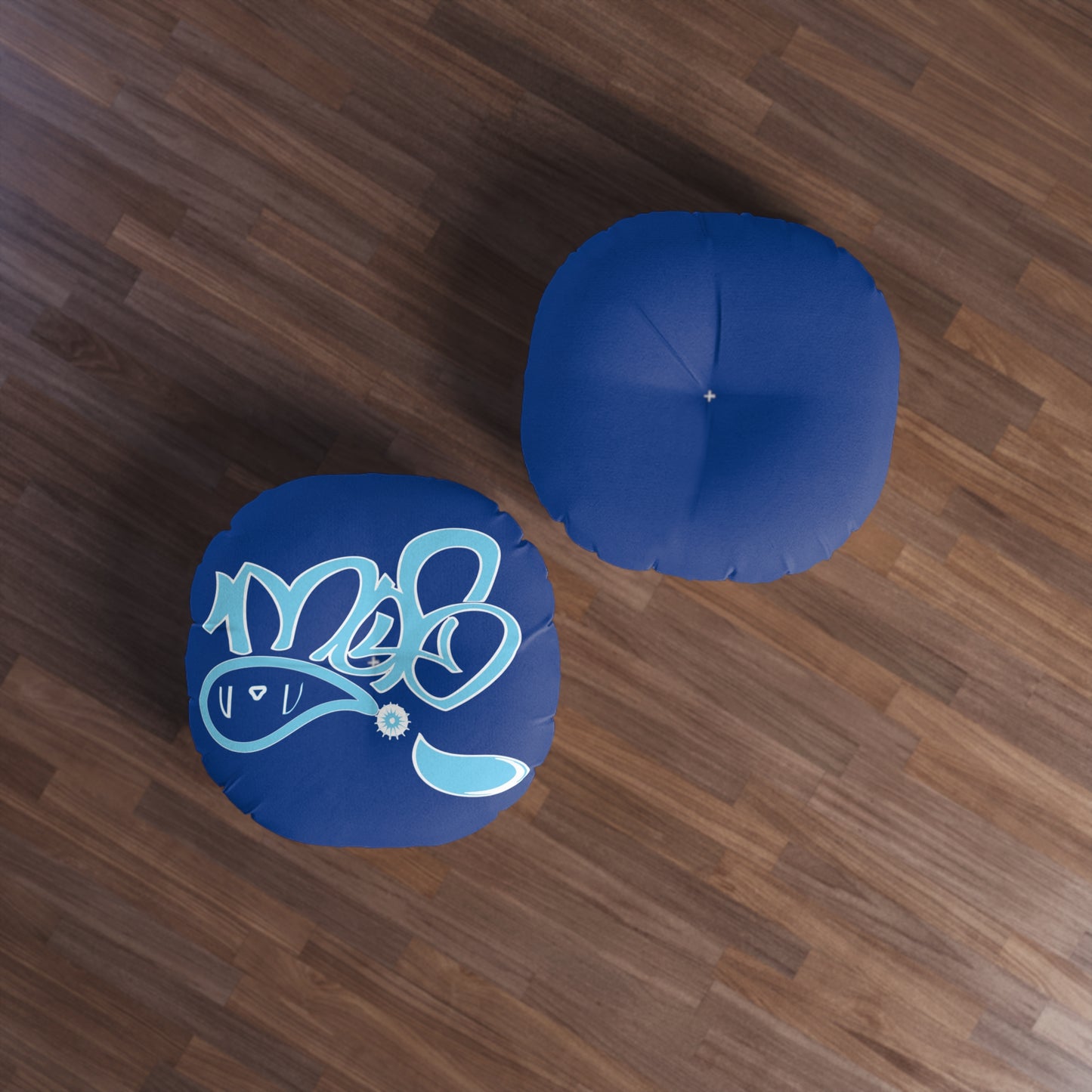 Cozy Tufted Floor Pillow, Round | Funky Blue Decorative Cushion for Living Room, Bedroom, and Meditation