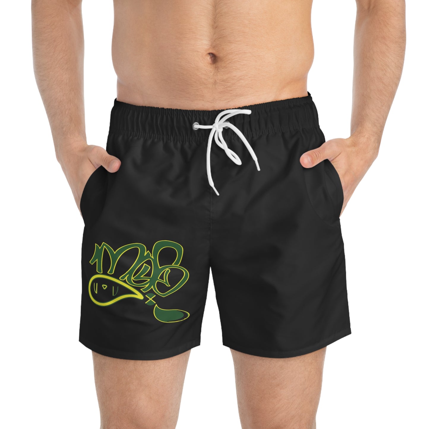 Stylish Swim Trunks, Summer Swimwear, Beachwear, Men's Swim Shorts, Graffiti Print Swim Trunks, Perfect for Vacations