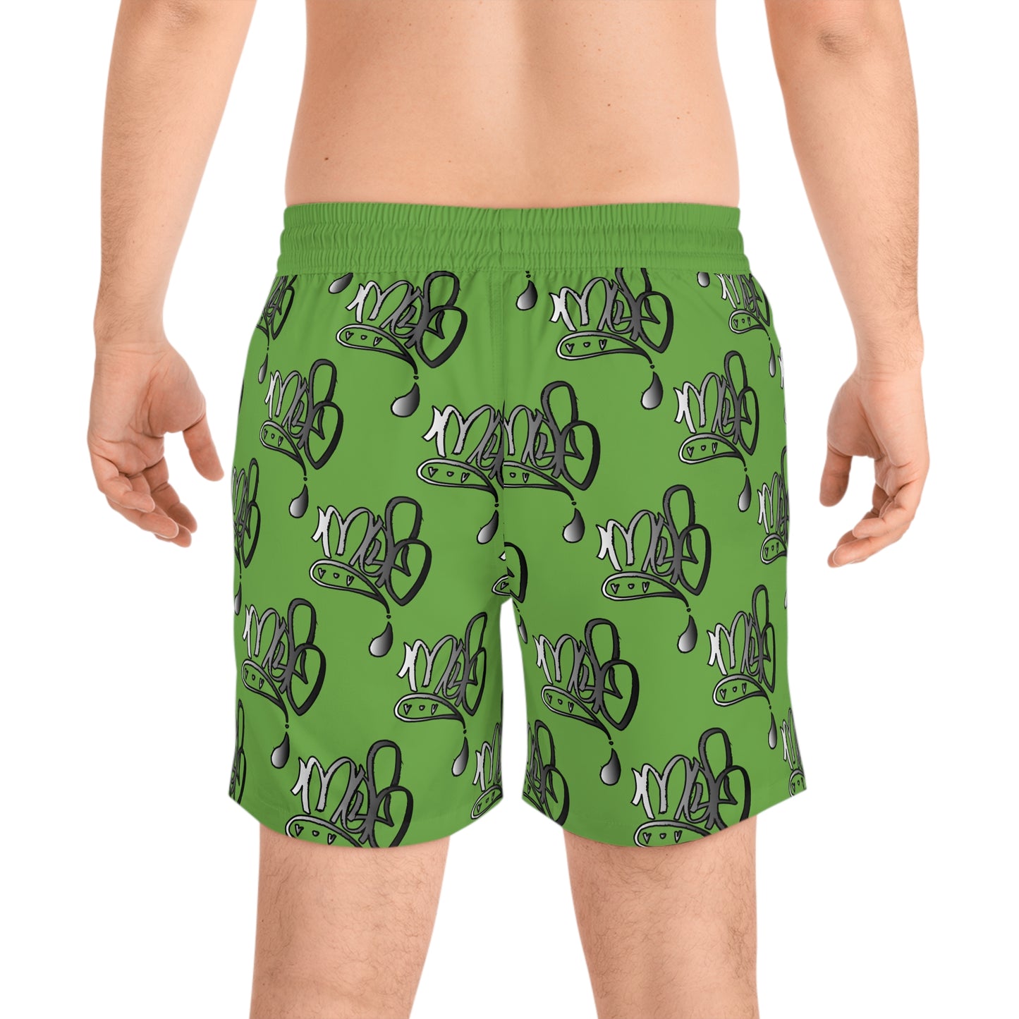 Aop mofo logo silver light green swim shorts