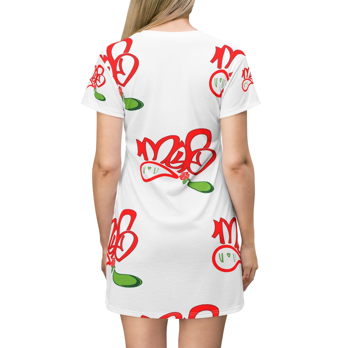 Vibrant Floral T-Shirt Dress, Casual Summer Wear, Gift for Her, Daily Comfort, Bohemian Style, Beach Ready, Festive Outfit