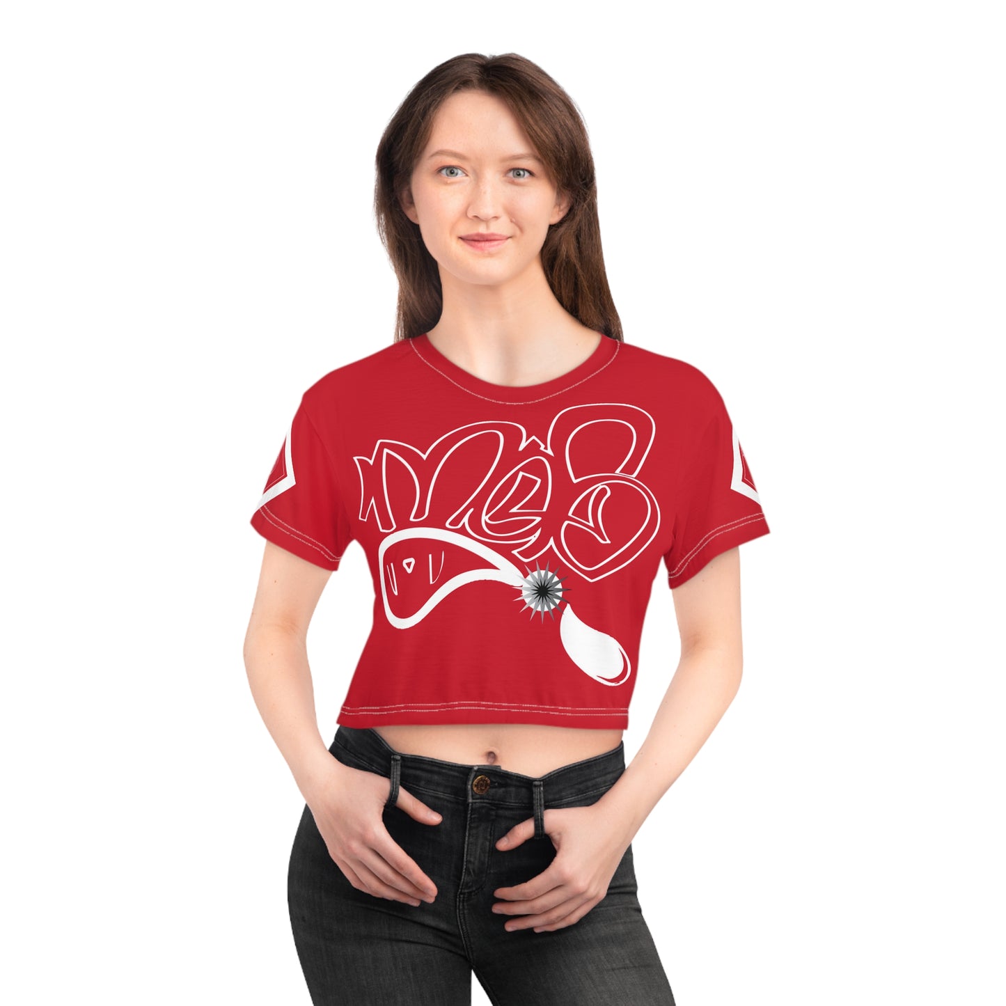 mofo 15star logo diamond combo dark red crop tee