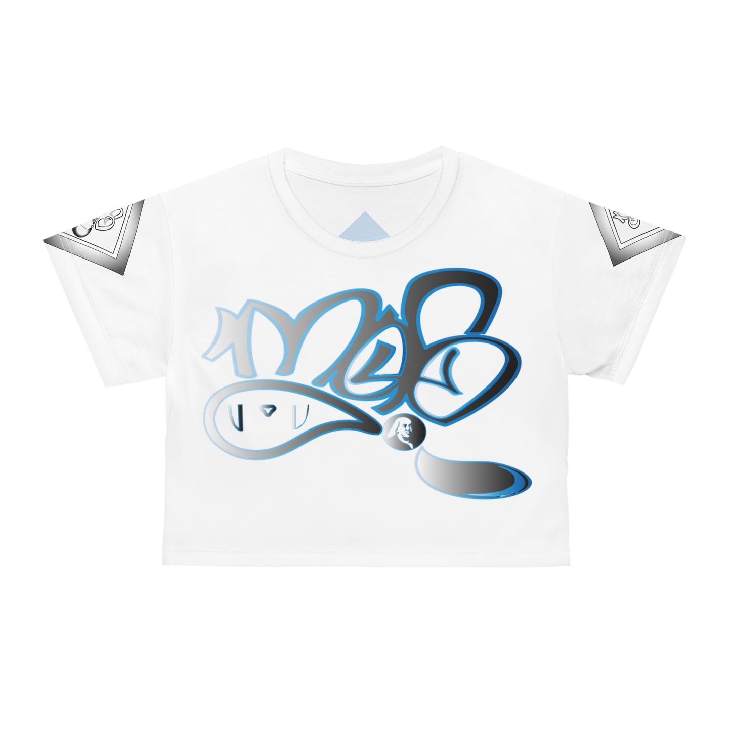 mofo Benjamin Franklin logo diamond combo white crop tee