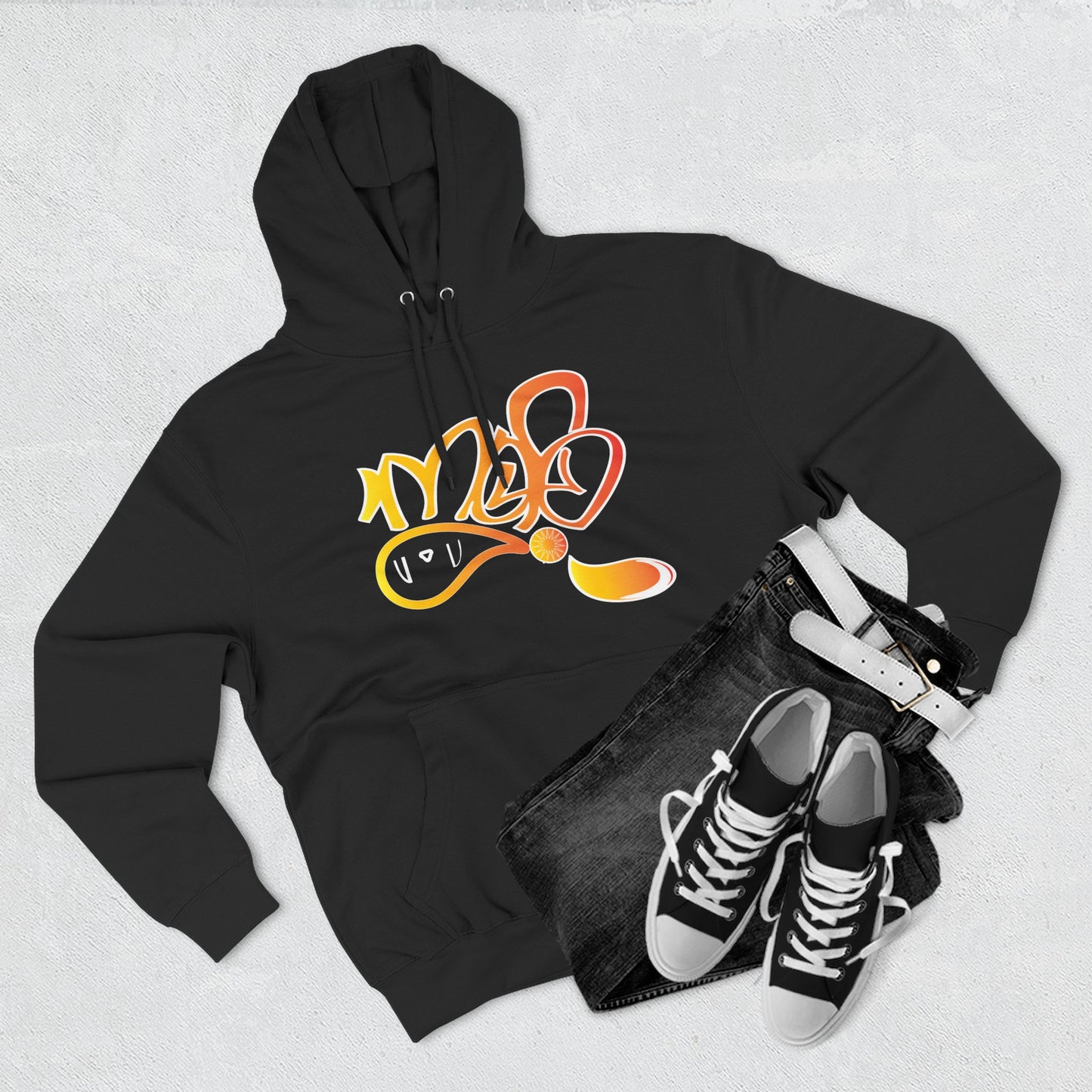 Vibrant Three-Panel Fleece Hoodie, Cozy Streetwear, Graphic Hooded Sweatshirt, Casual Pullover, Perfect for Gifts and Everyday Wear