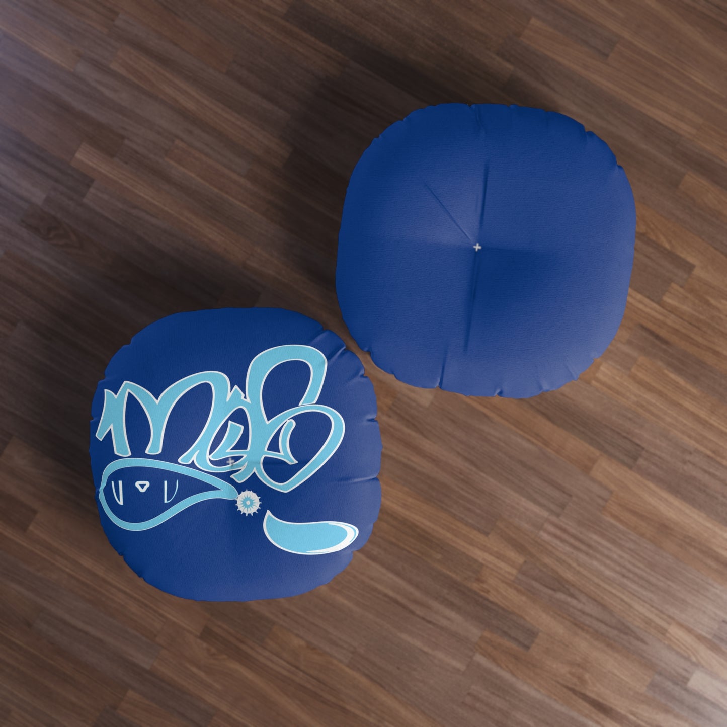 Cozy Tufted Floor Pillow, Round | Funky Blue Decorative Cushion for Living Room, Bedroom, and Meditation