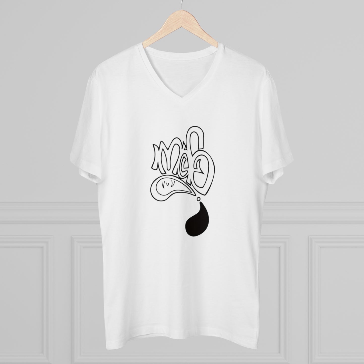 Stylish V-Neck Tee with Artistic Design, Casual Men's Fashion, Graphic Shirt for Everyday Wear, Trendy Outfit, Gift for Him
